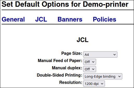 cups add printer defaults