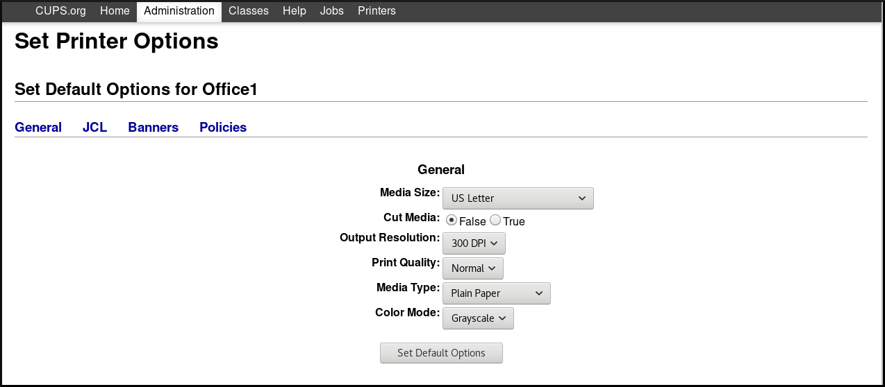 cups web ui set defaults n2