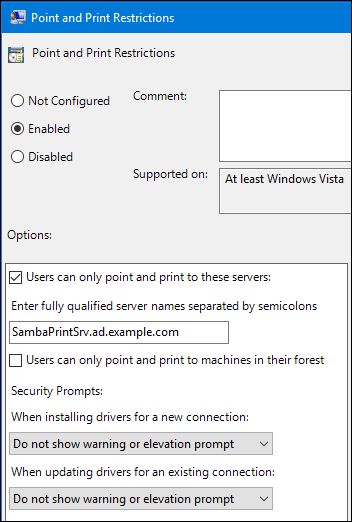 samba GPO point and print