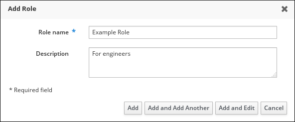 Form for adding a role