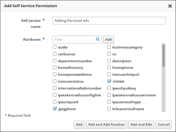 Form for adding a self-service rule