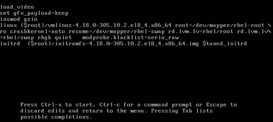 kernel boot entry rhel8