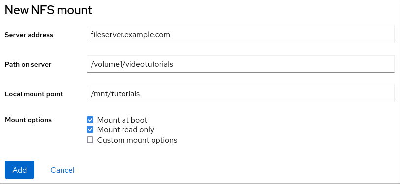 External NFS Server Configuration