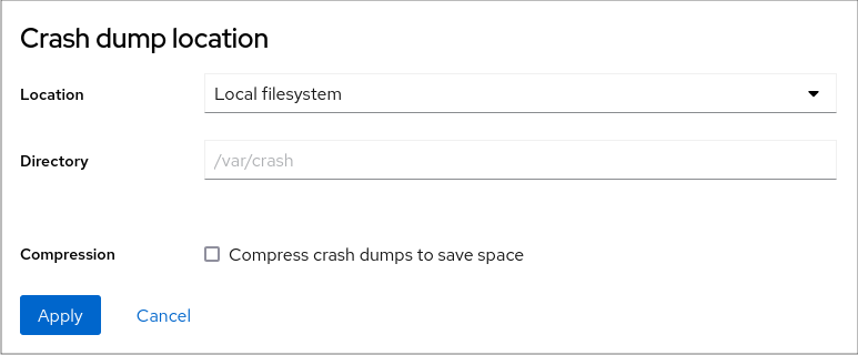 Location for saving vmcore