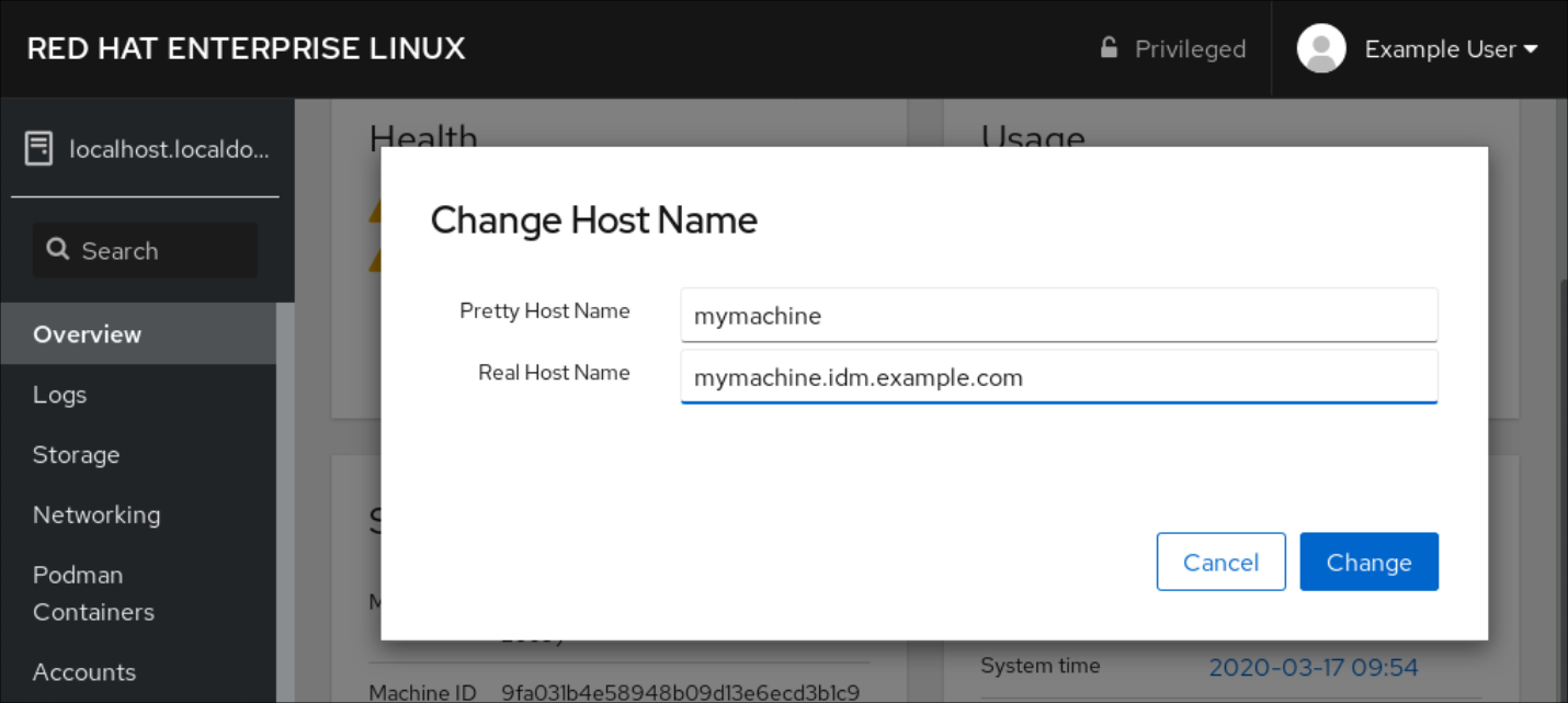 cockpit hostname change pf4