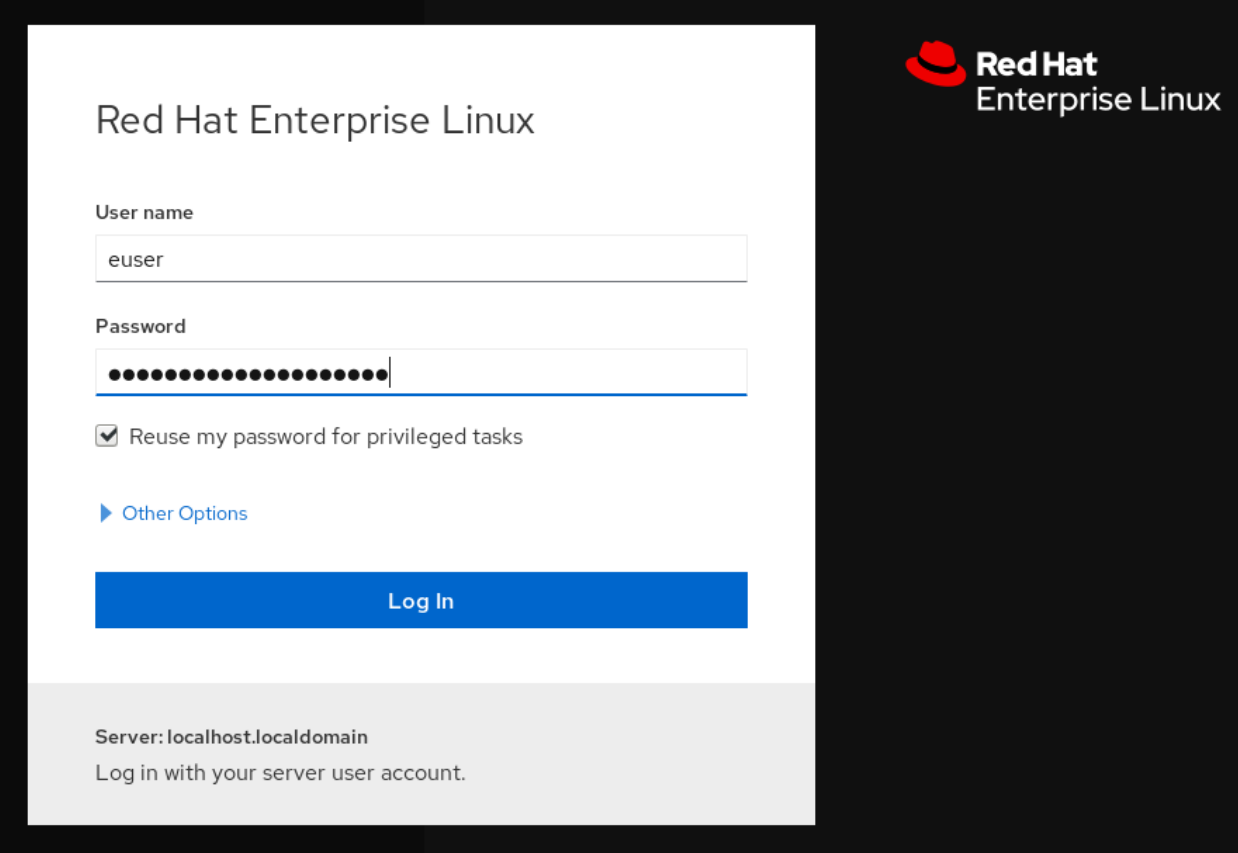 página de login no cockpit PF4