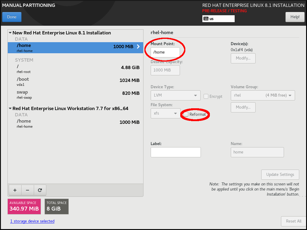 preserving home partition