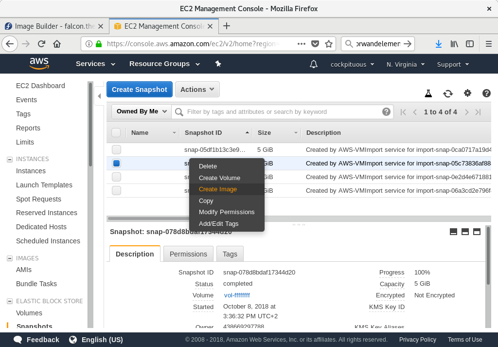 composer aws ec2 select snapshot