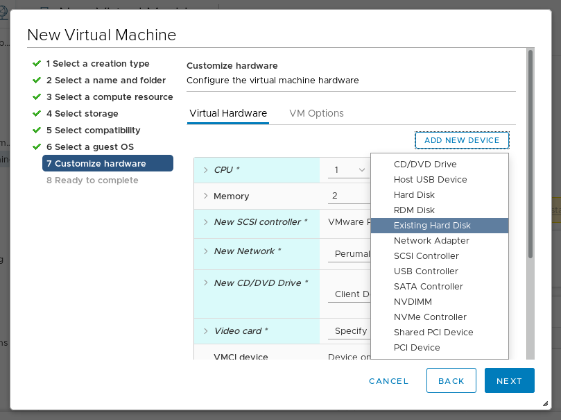 compositor vmware disco existente