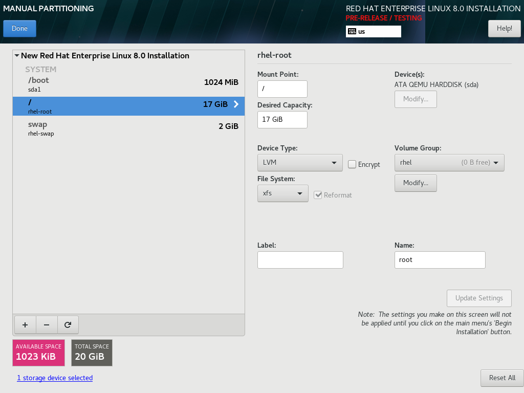 Customizing partitions.