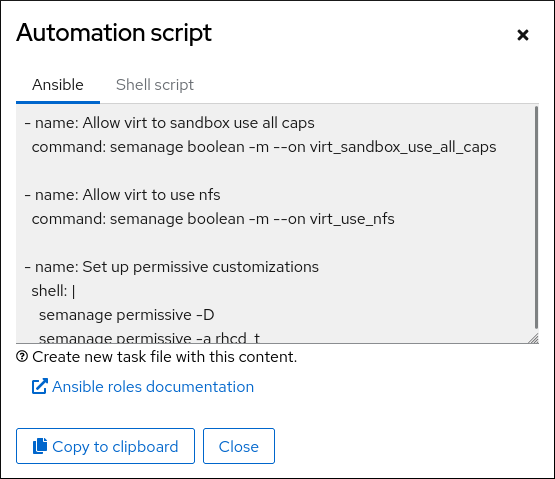 Ansible playbook of your SELinux configuration