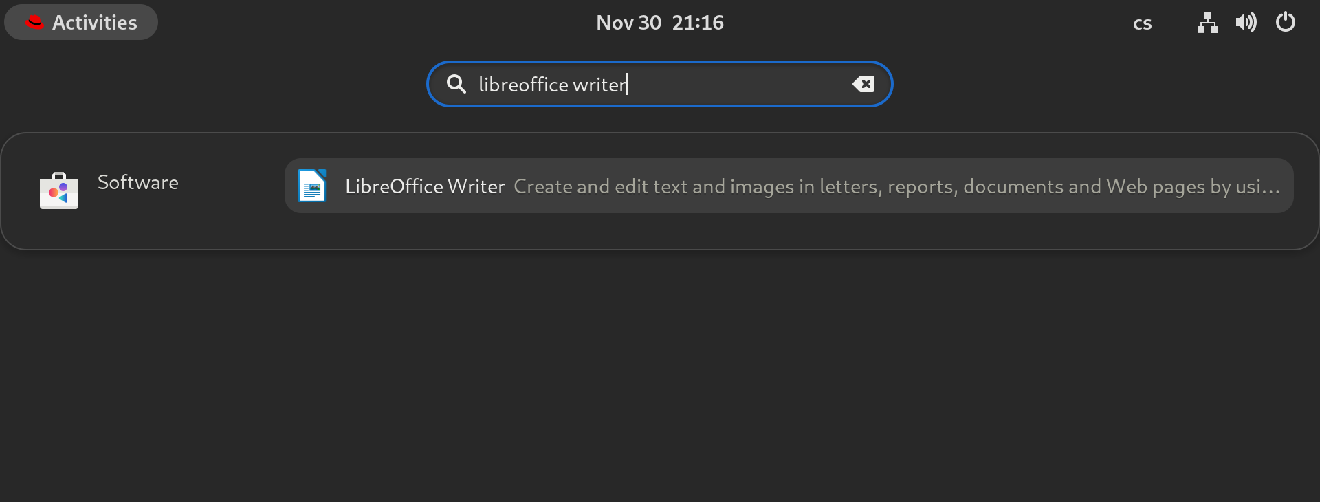 LibreOffice Writer dans les résultats de recherche