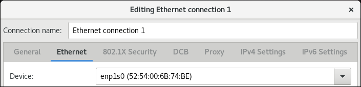 ethernet connection settings