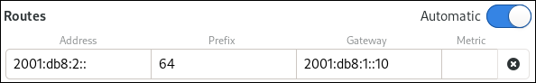 IPv6 static route in control center