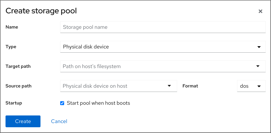 Image displaying the Create storage pool dialog box.