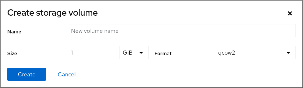 Image displaying the Create Storage Volume dialog box.