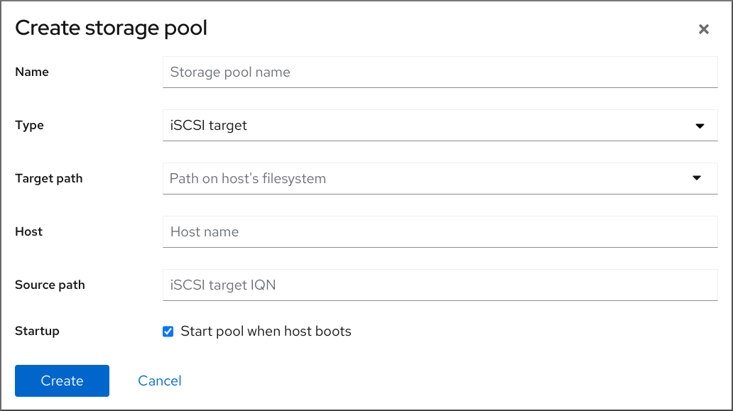 Image displaying the Create storage pool dialog box.
