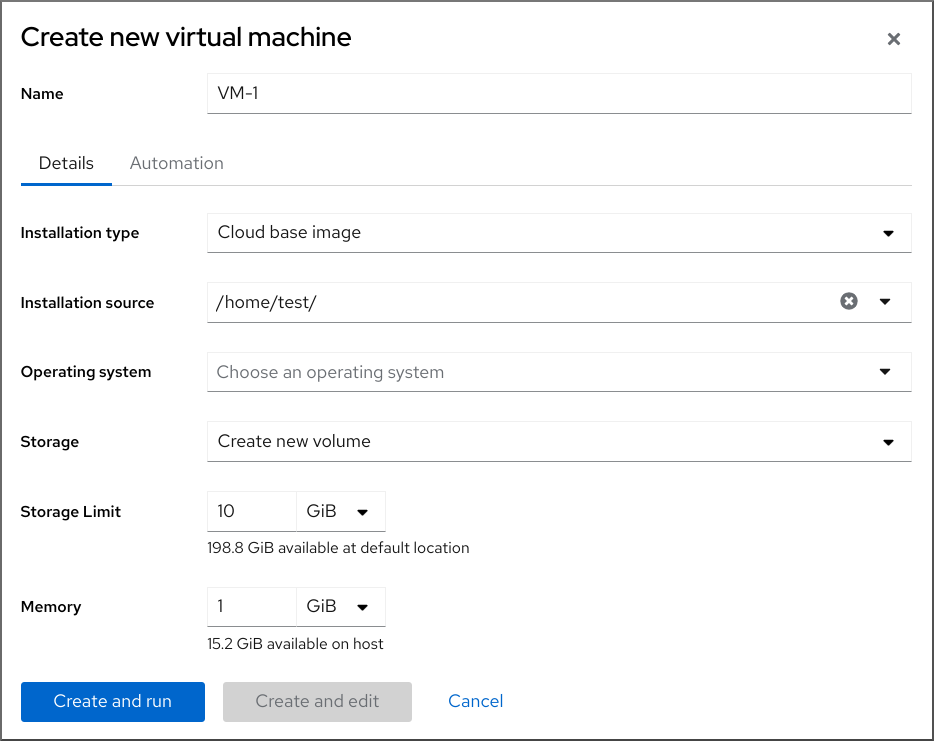 Image displaying the Create new virtual machine using cloud-init dialog box.