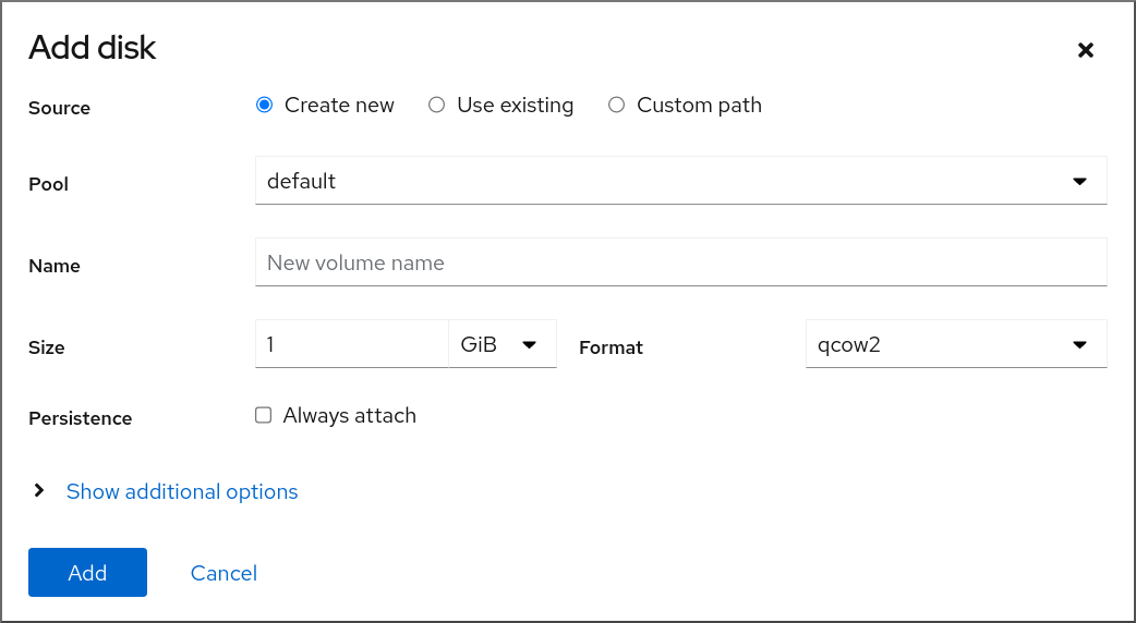 Image displaying the Add Disk dialog box.