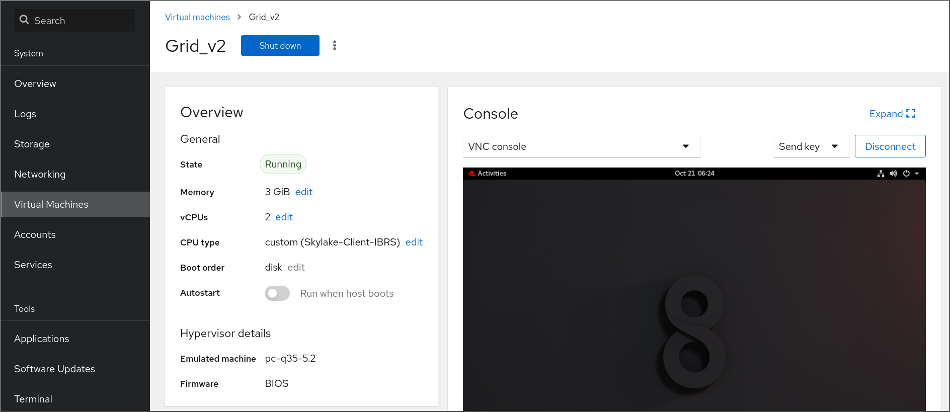 显示所选虚拟机的界面的图像。