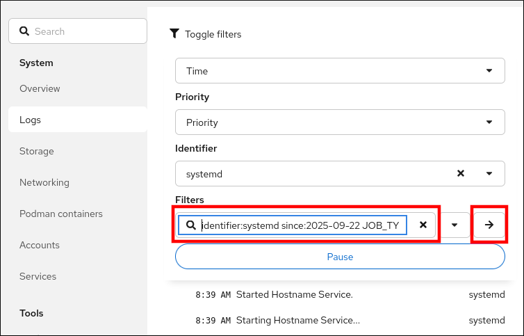 advanced logs search I