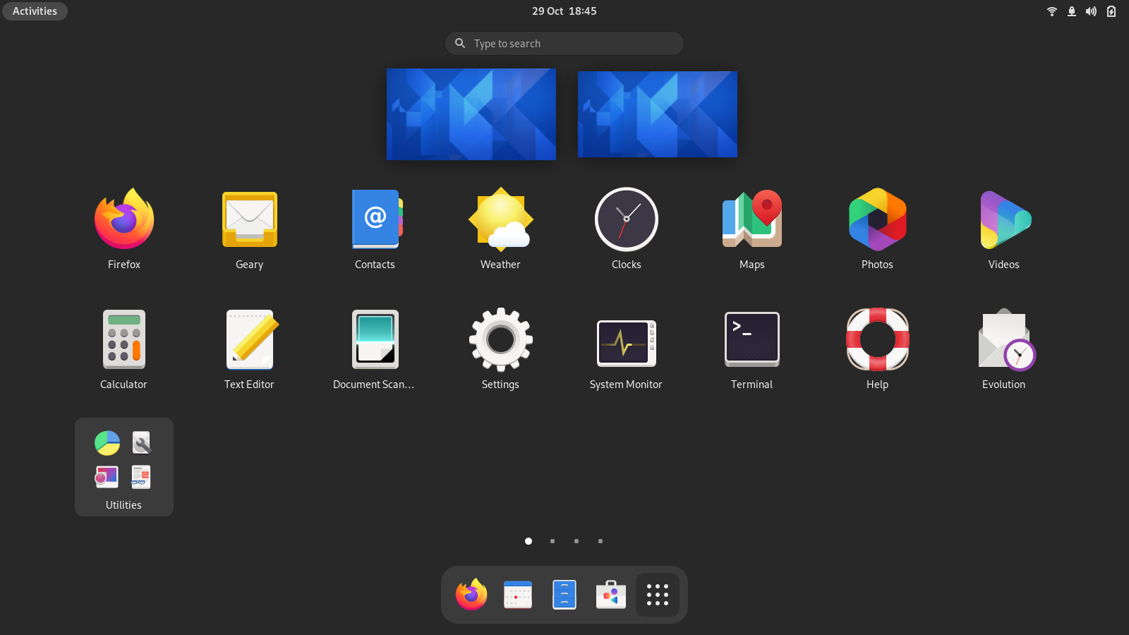 Applications overview in GNOME