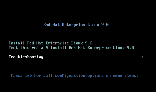 选择了 Troubleshooting 选项的 RHEL Anaconda 安装程序屏幕截图