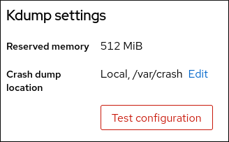 Test configuration of kdump