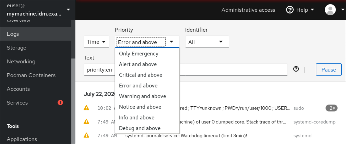 cockpit logs priority