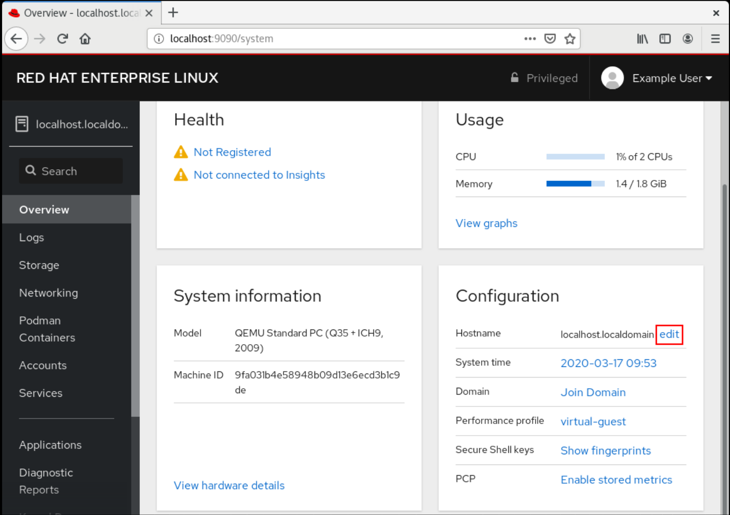 cockpit hostname pf4