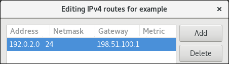 IPv4 static route in nm connection editor