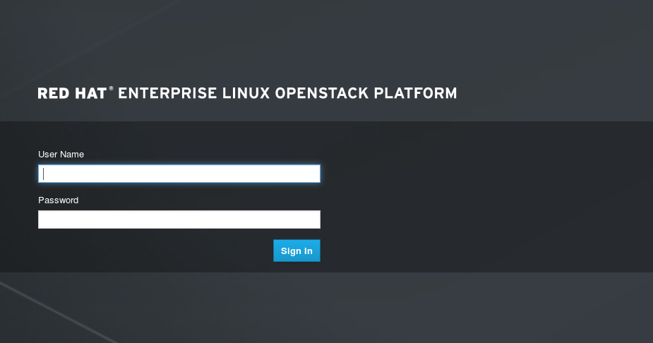 The OpenStack Platform Director Login Screen