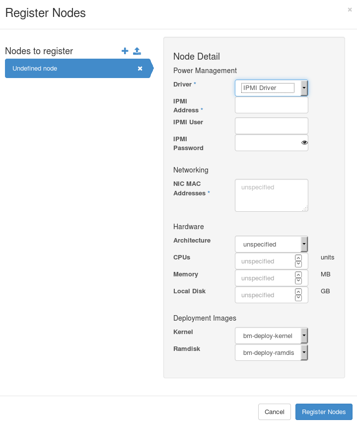 Node Registration Screen