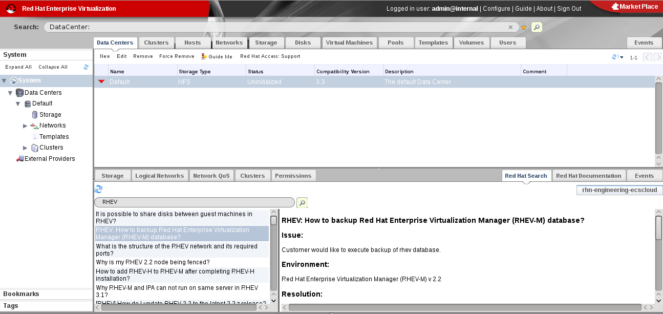 Query results in the left-hand navigation list of the Red Hat Support Plug-in