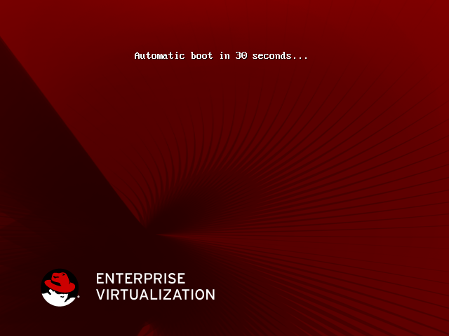 The boot splash screen counts down for 30 seconds before automatically booting the system.