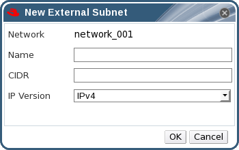 The New External Subnet Window