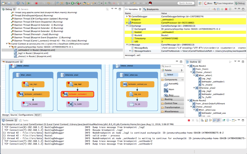 Camel Context debugger