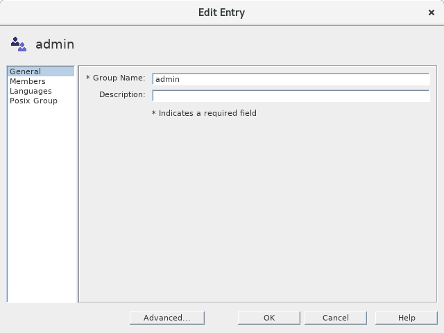 Filling the fields of the General tab in the Create New Group dialog