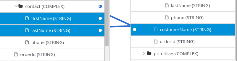 lastName and firstName map to customerName