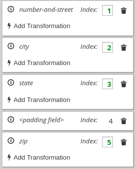 Example entries with padding