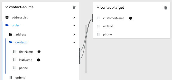 lastName and firstName map to customerName