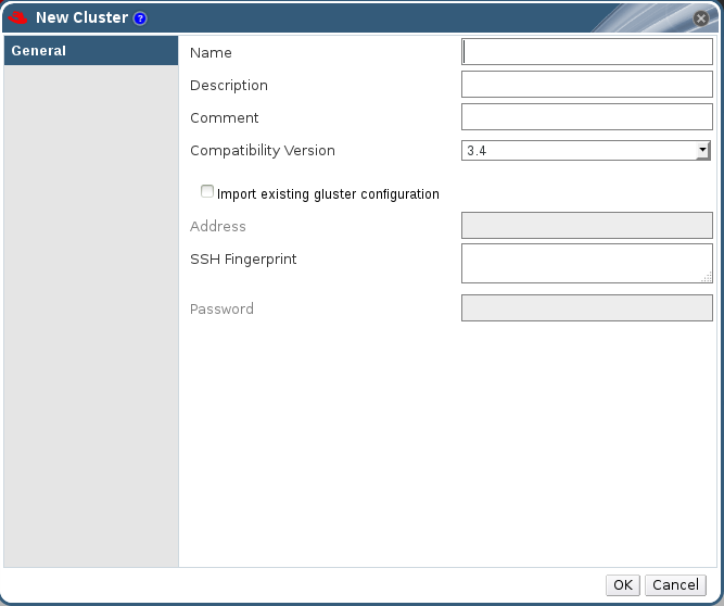 New Cluster Dialog Box