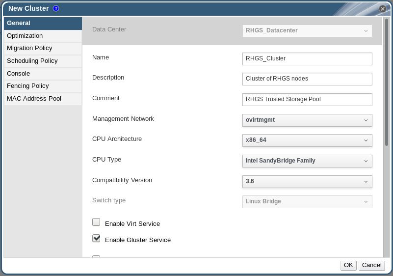 New Cluster Window