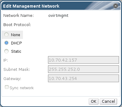 Edit Management Network Dialog Box