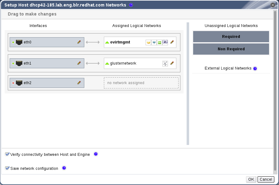 Setup Host Networks Window