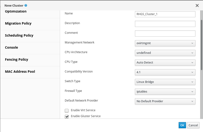 New Cluster Window