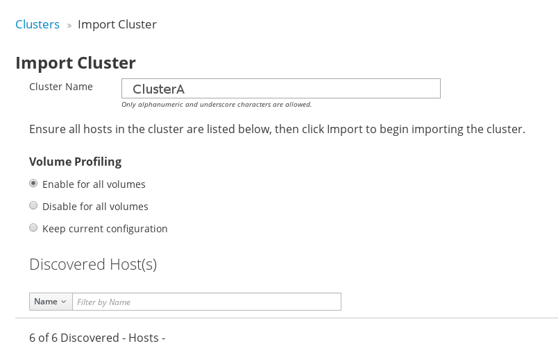 Import Cluster