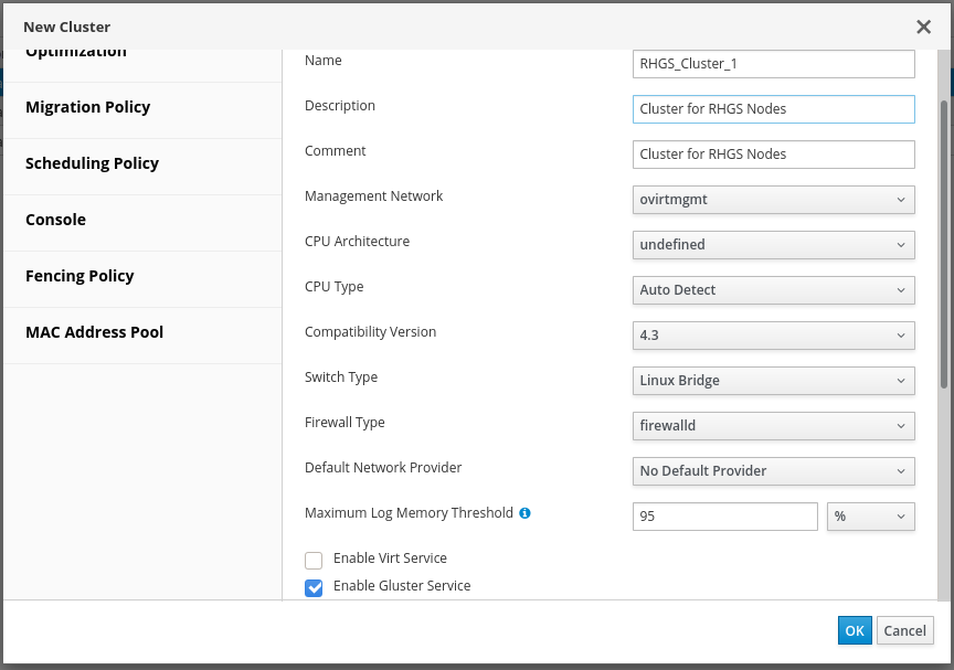 New Cluster Window