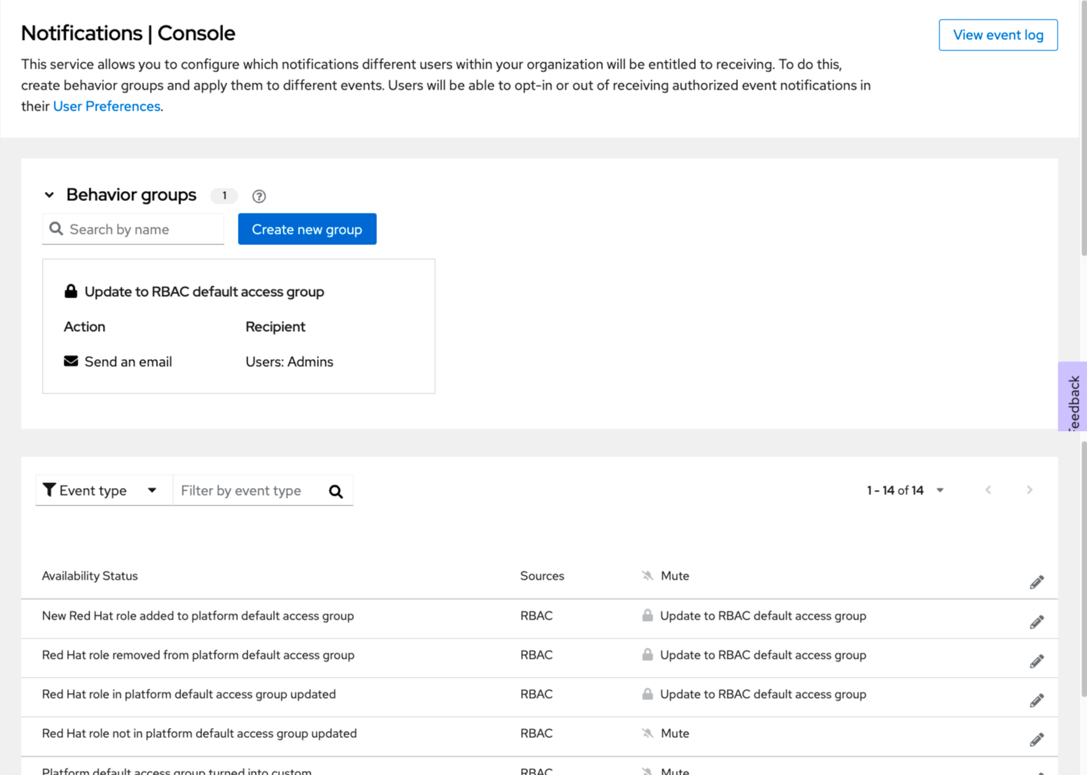 screenshot showing notifications option for role-based access changes in User Access