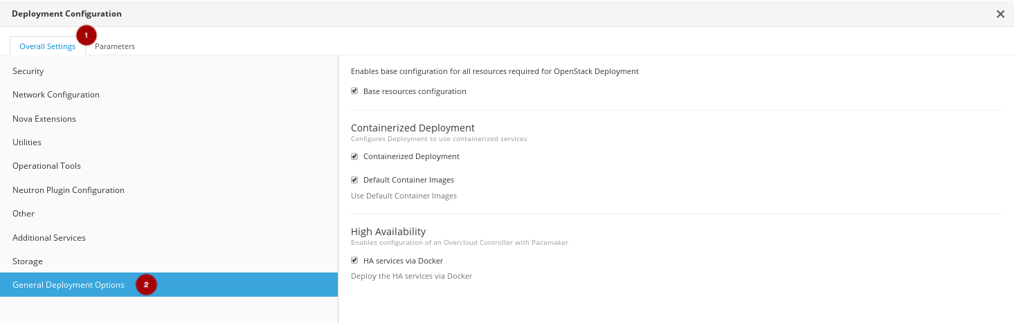 RH OSP Director Configure the General Deployment Options mod